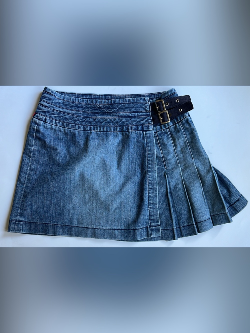 2000s Denim Pleated Jeans Skirt